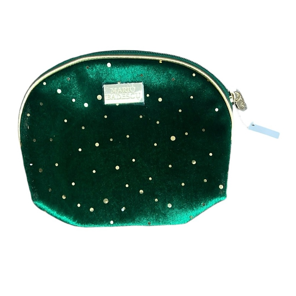 Mario Badescu Cosmetics Beauty Bag green velour gold design